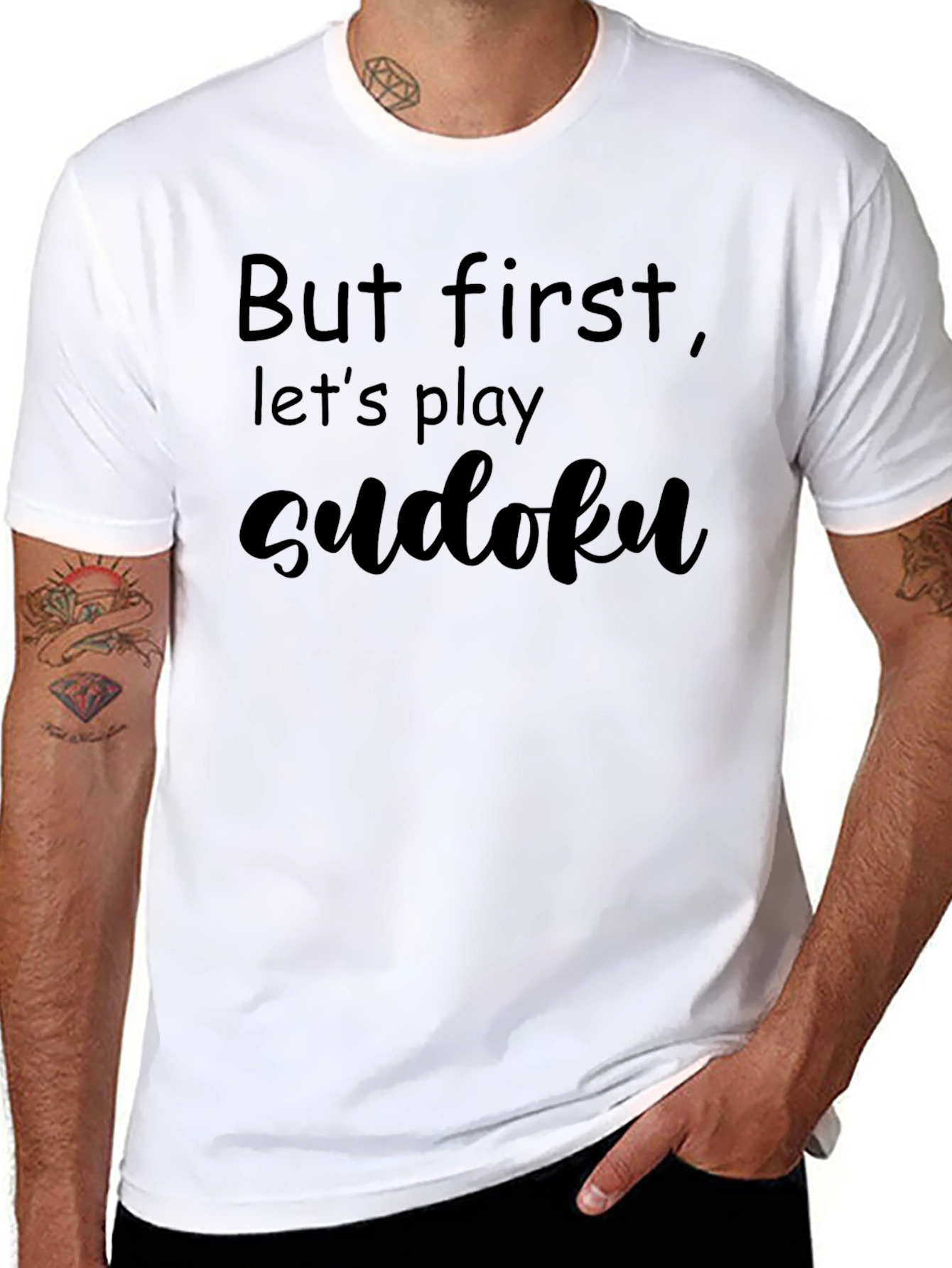 But First Lets Play Sudoku Black T-Shirt