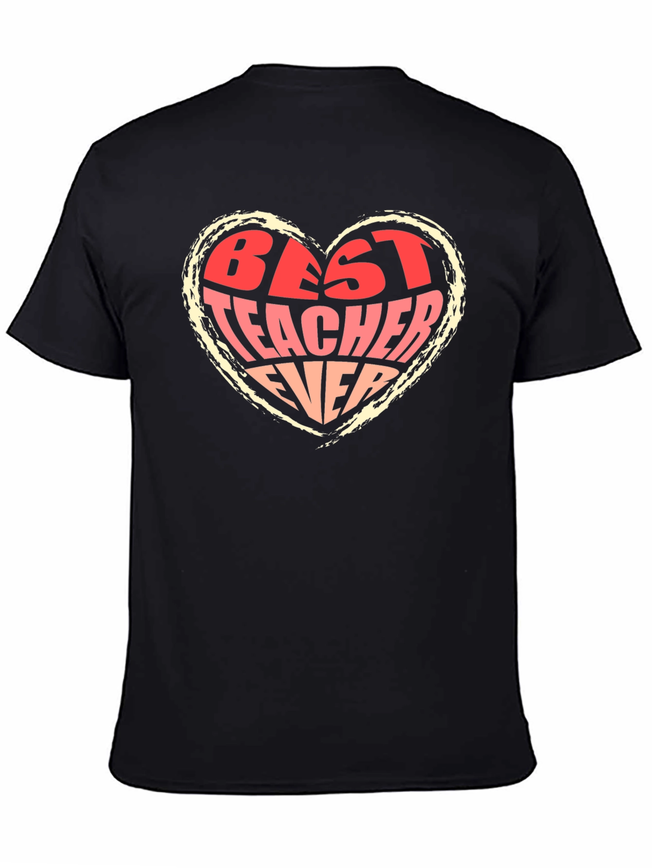 Best Teacher Ever Heart Graphic Tee - Black