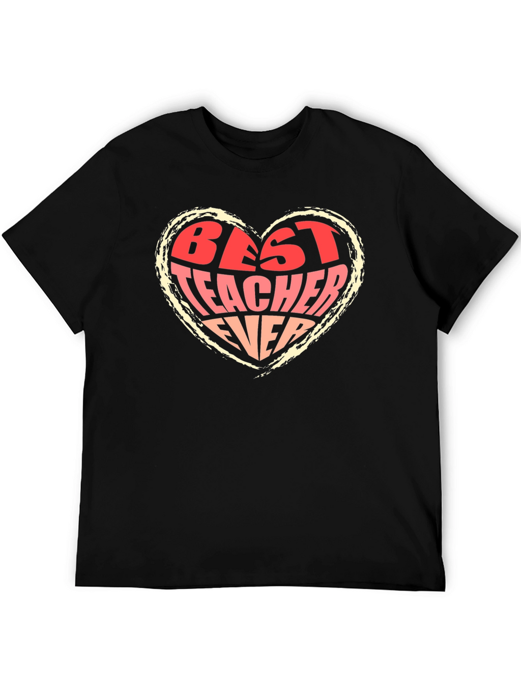Best Teacher Ever Heart Graphic Tee - Black