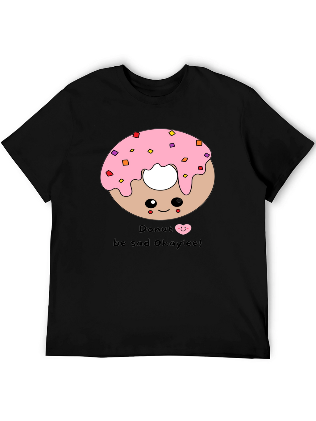 Cute Donut Graphic Black T-Shirt