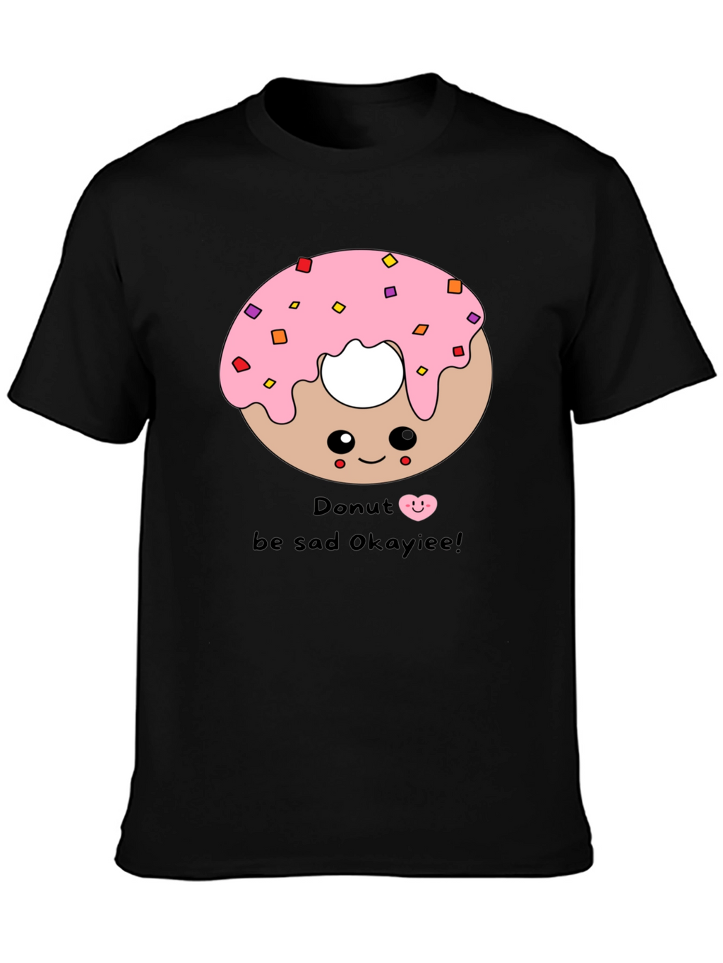 Cute Donut Graphic Black T-Shirt