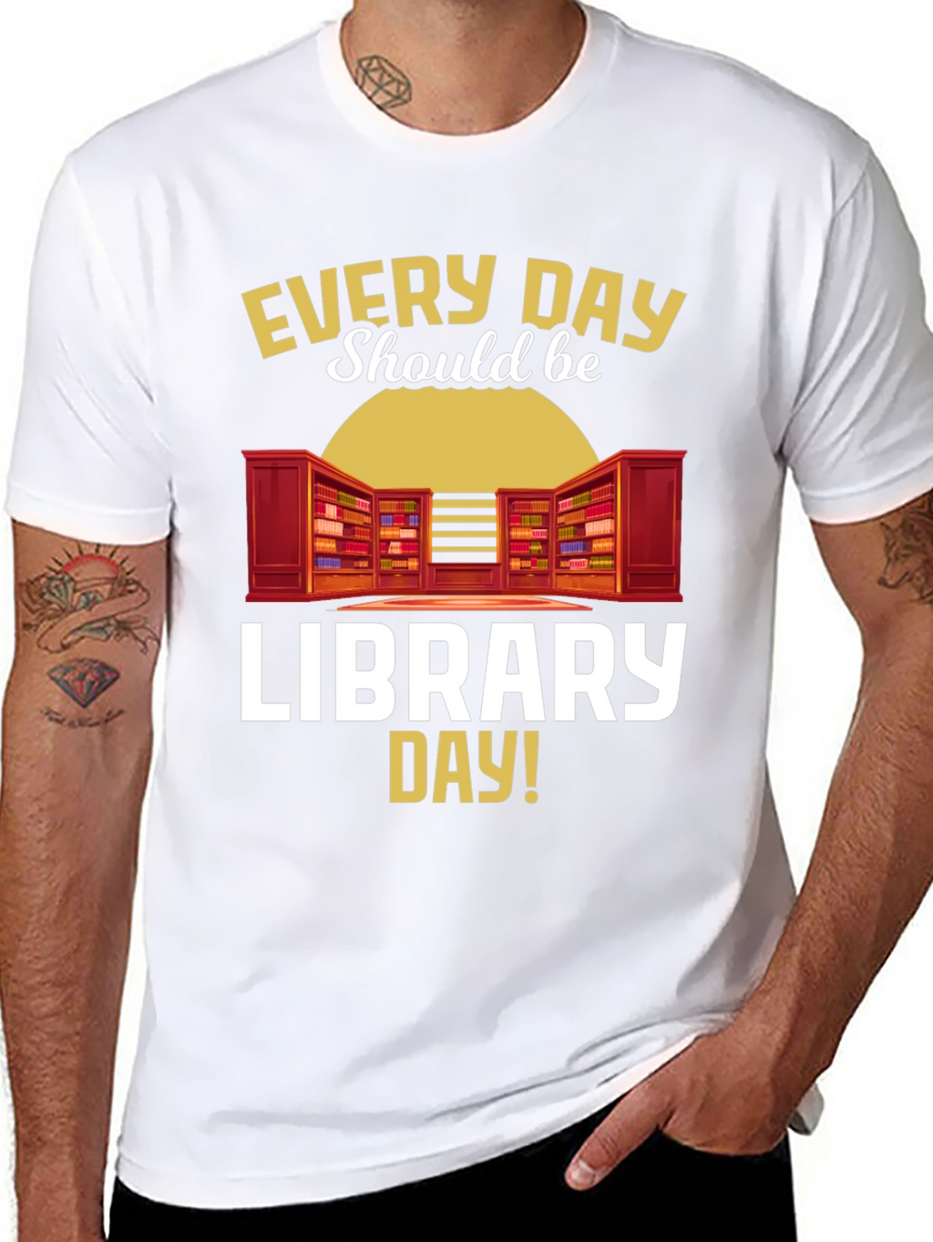 Every Day Library Day T-Shirt Book Lover Reader Tee
