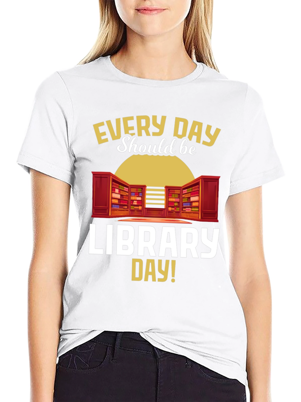 Every Day Library Day T-Shirt Book Lover Reader Tee