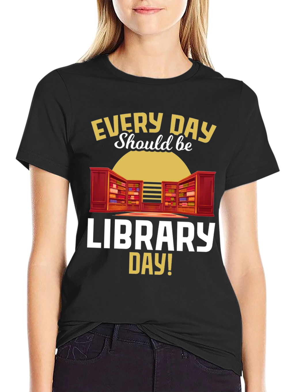 Every Day Library Day T-Shirt Book Lover Reader Tee