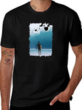 Surfer Wave Graphic T-Shirt - Black
