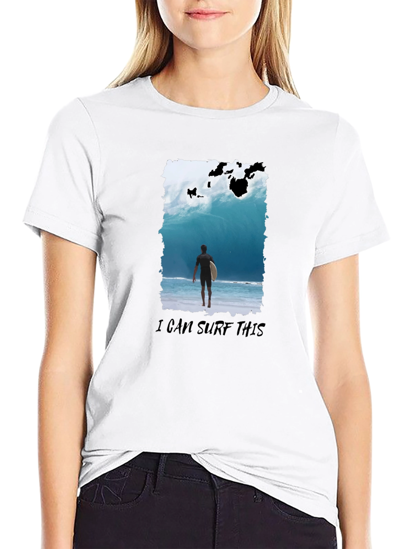 Surfer Wave Graphic T-Shirt - Black