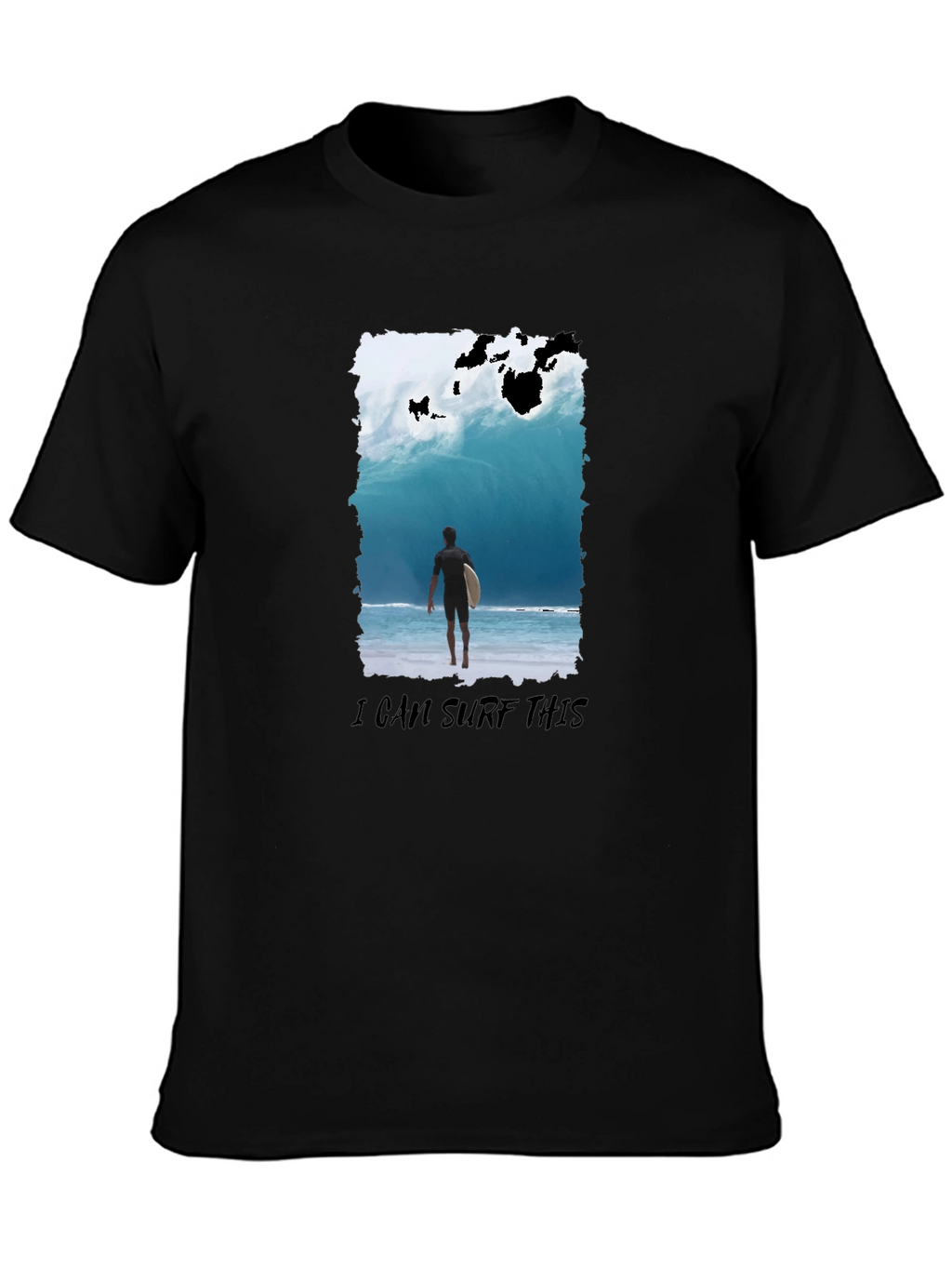 Surfer Wave Graphic T-Shirt - Black