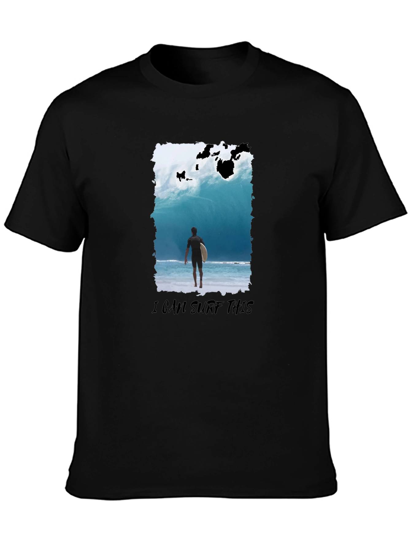 Surfer Wave Graphic T-Shirt - Black