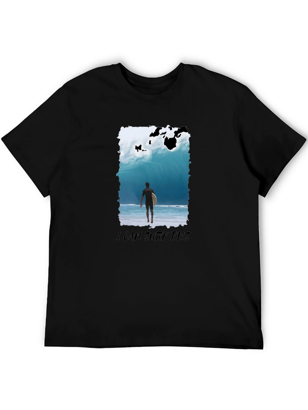 Surfer Wave Graphic T-Shirt - Black