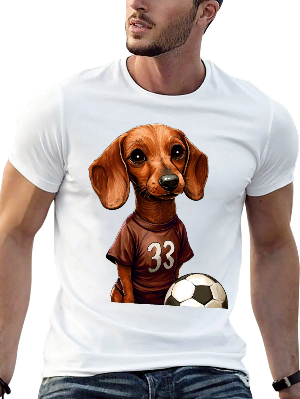 Dachshund Soccer T-Shirt - Number 33