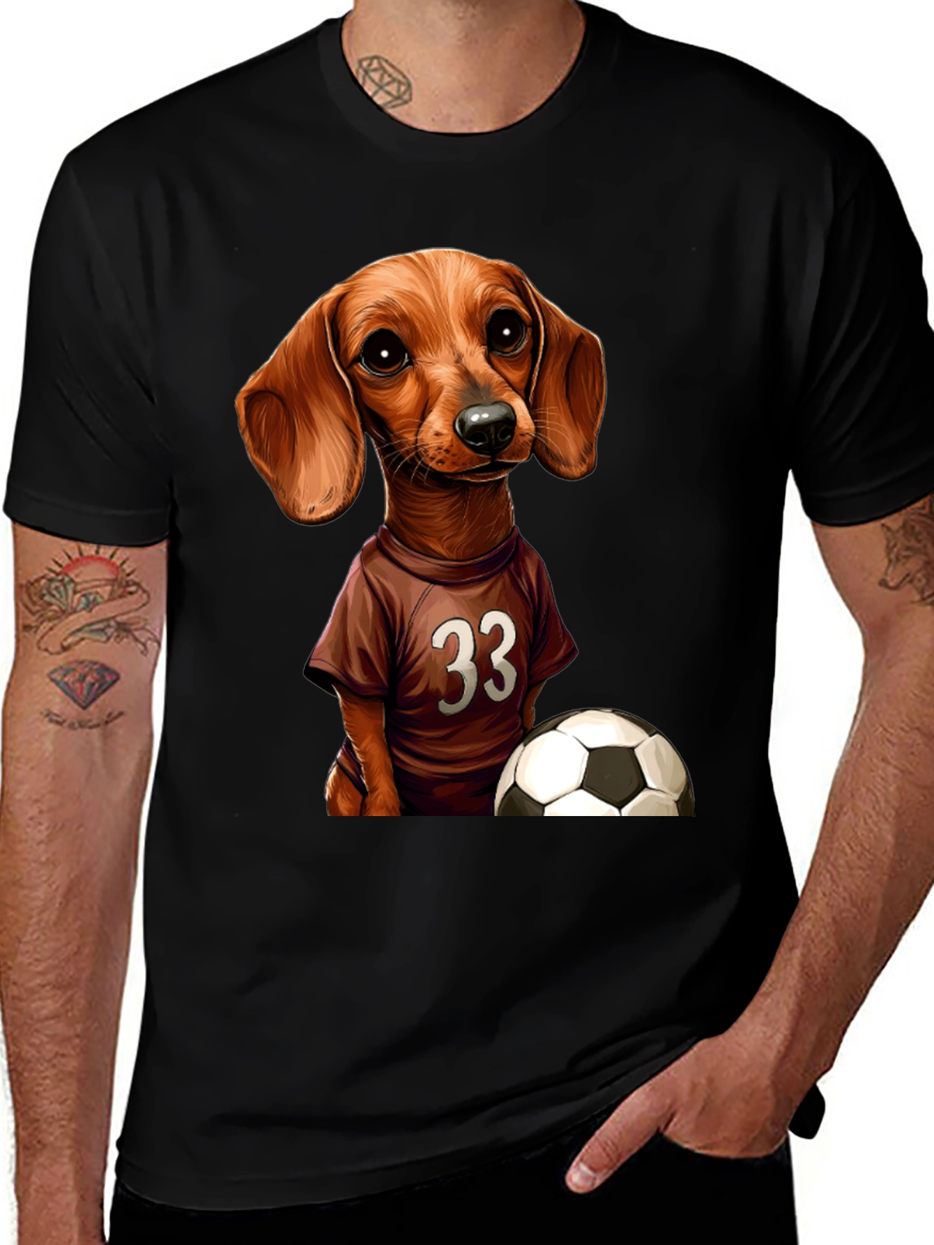 Dachshund Soccer T-Shirt - Number 33