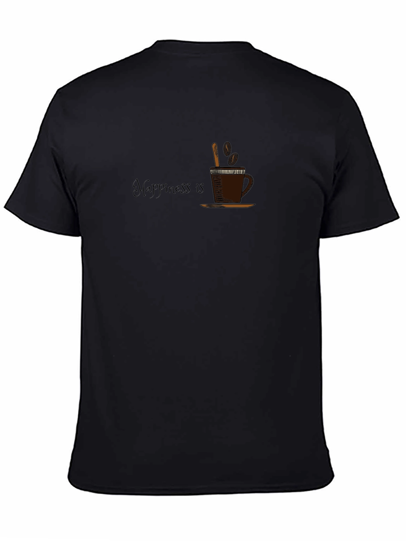 Happiness Is Coffee Mens Black T-Shirt