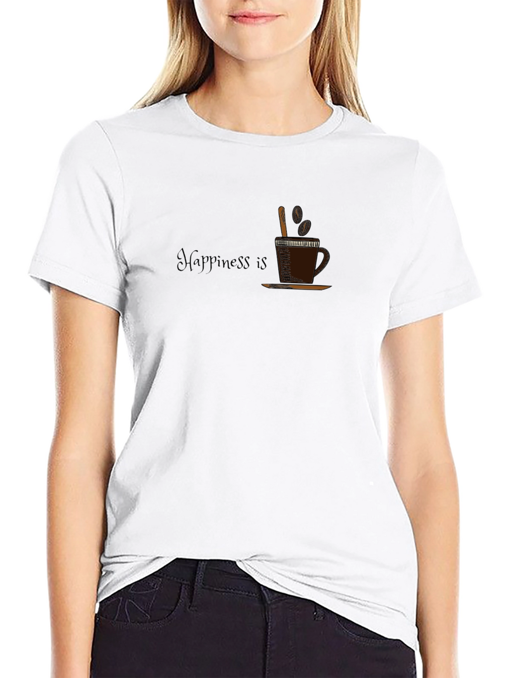 Happiness Is Coffee Mens Black T-Shirt