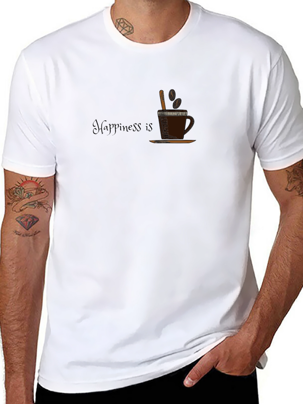 Happiness Is Coffee Mens Black T-Shirt