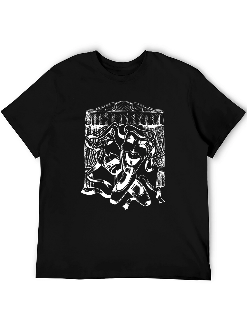 Drama Masks Graphic T-Shirt - Black