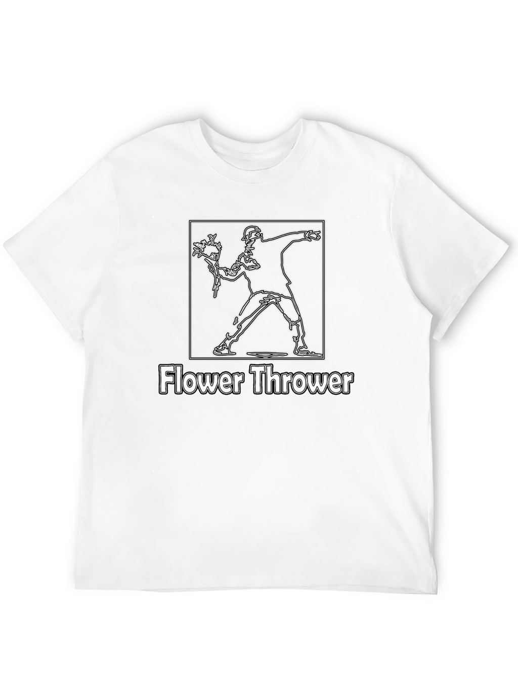 Flower Thrower Graphic Tee - Black Cotton T-Shirt