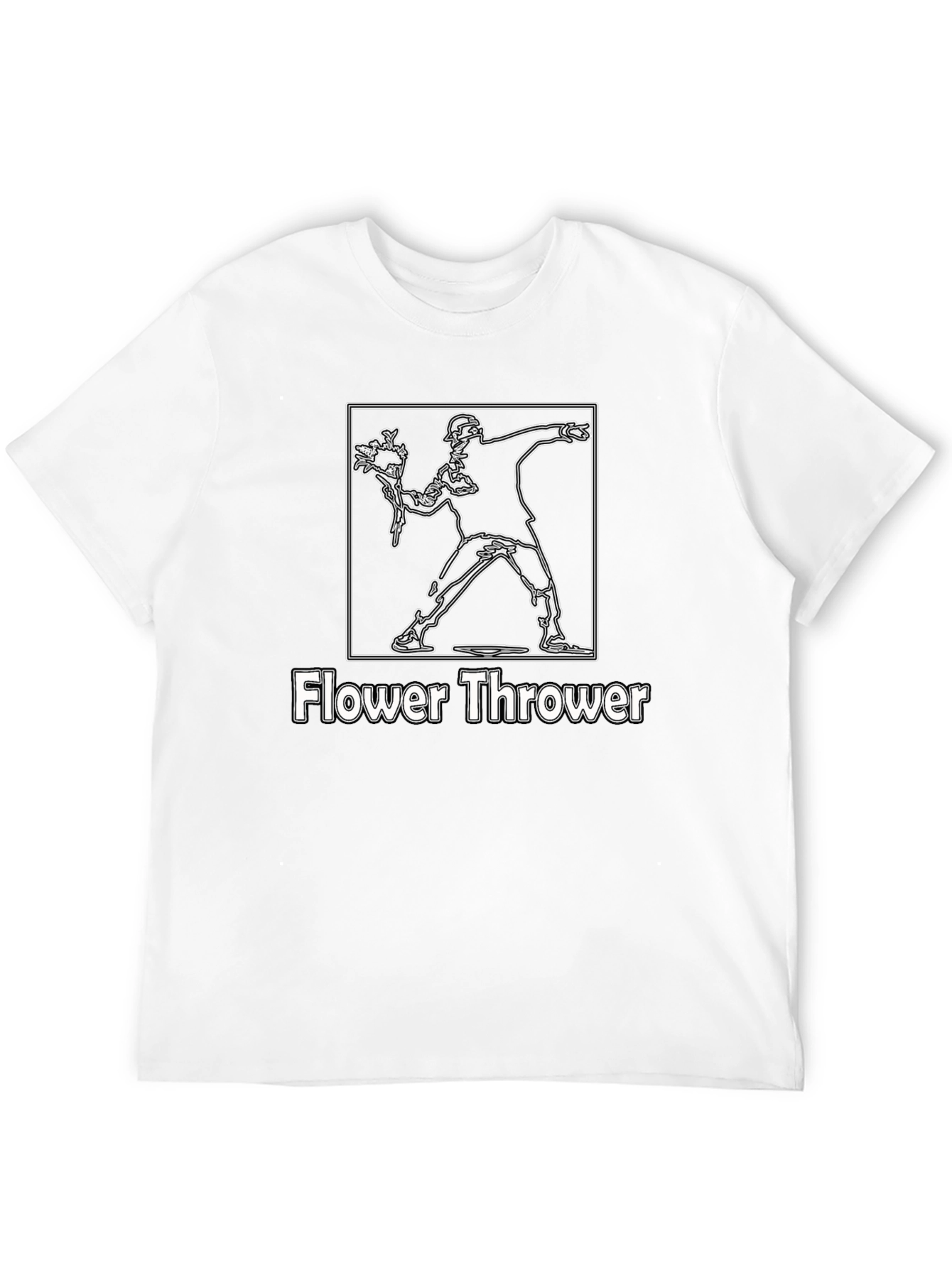 Flower Thrower Graphic Tee - Black Cotton T-Shirt