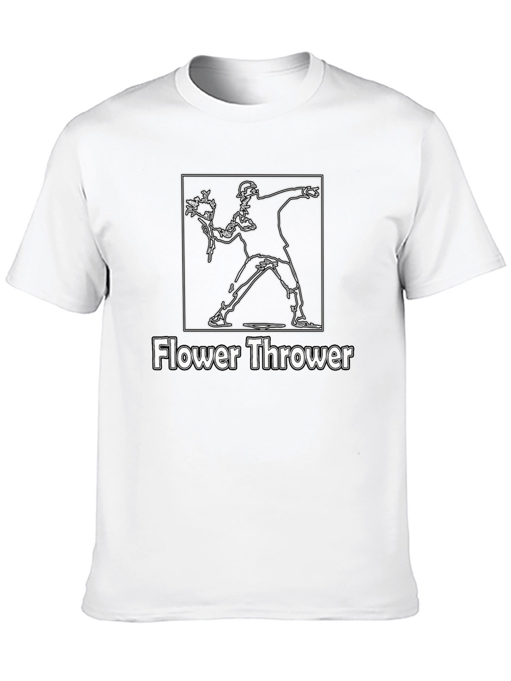 Flower Thrower Graphic Tee - Black Cotton T-Shirt