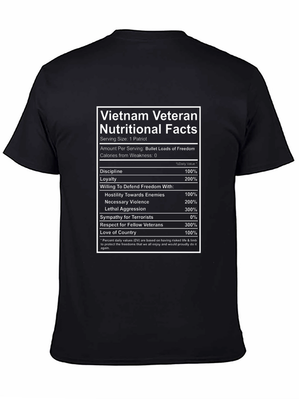 Vietnam Veteran Nutritional Facts Graphic Tee