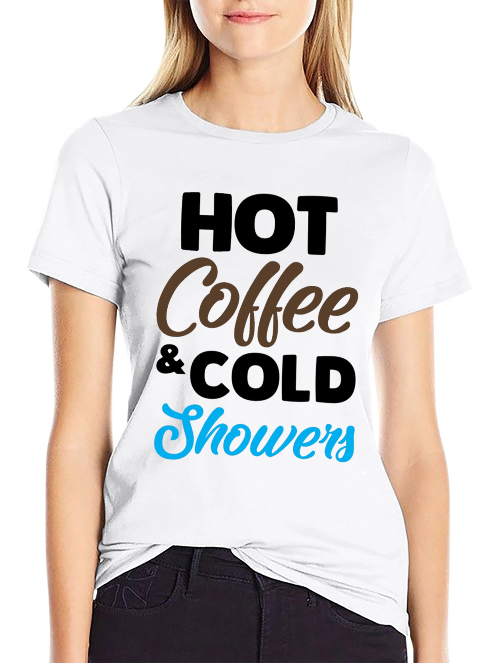 Hot Coffee Cold Showers Black Graphic Tee