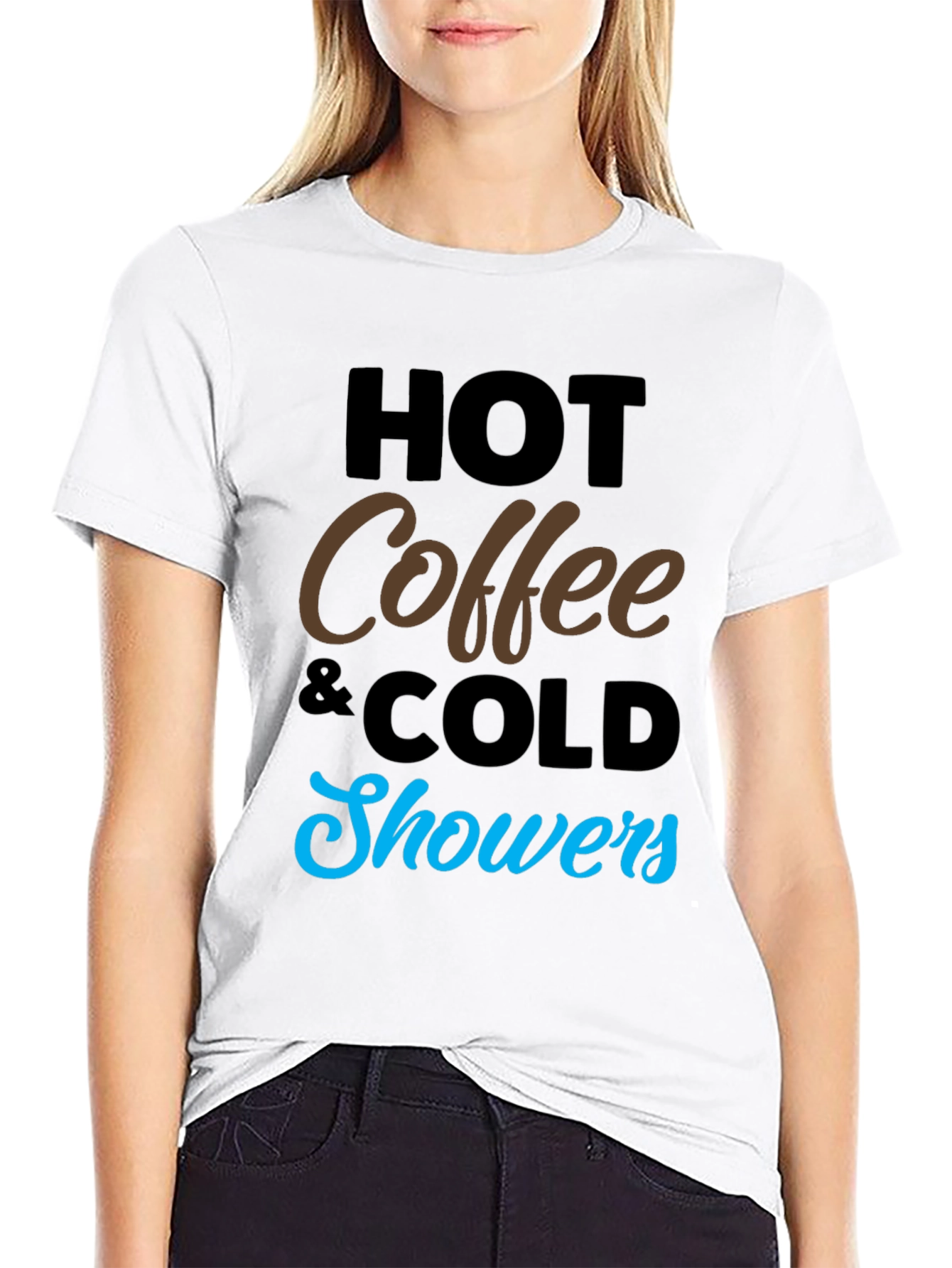 Hot Coffee Cold Showers Black Graphic Tee