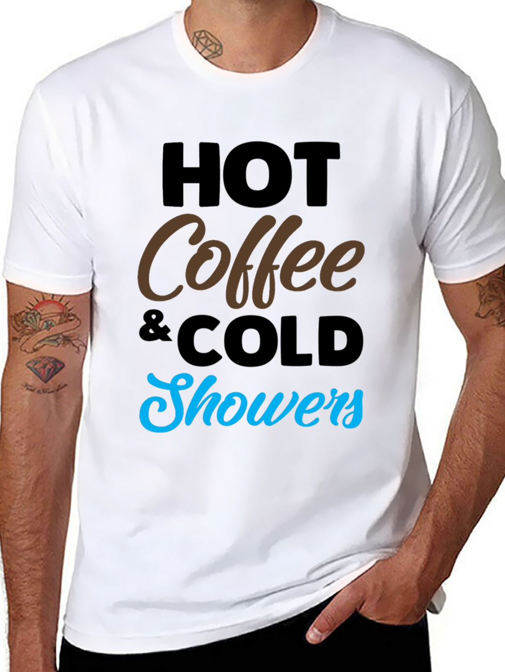 Hot Coffee Cold Showers Black Graphic Tee