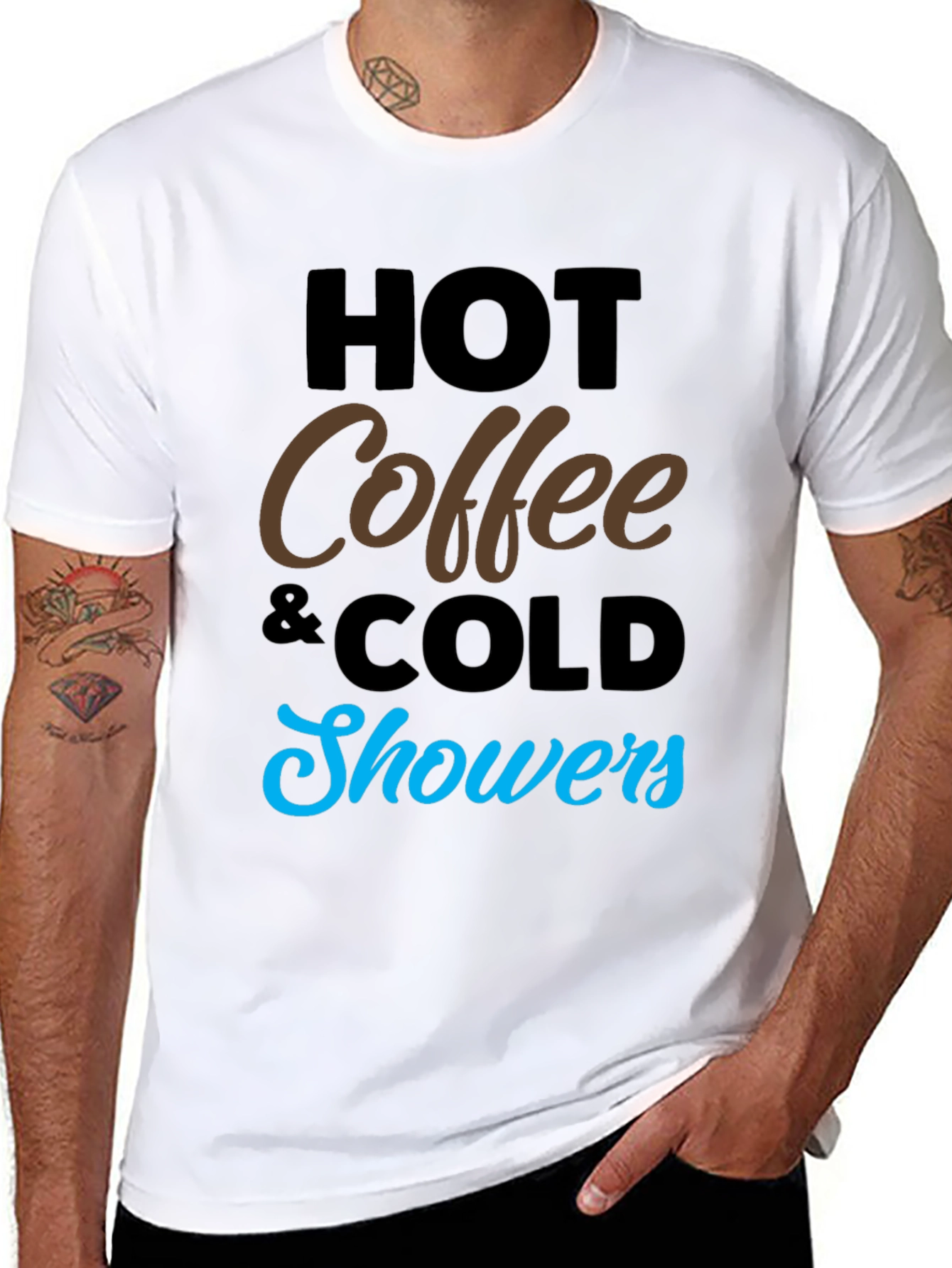 Hot Coffee Cold Showers Black Graphic Tee