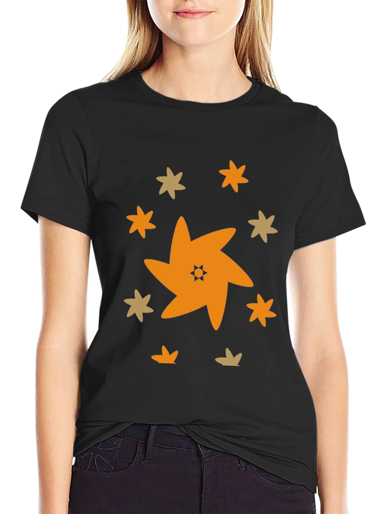 Star Pattern Black T-Shirt
