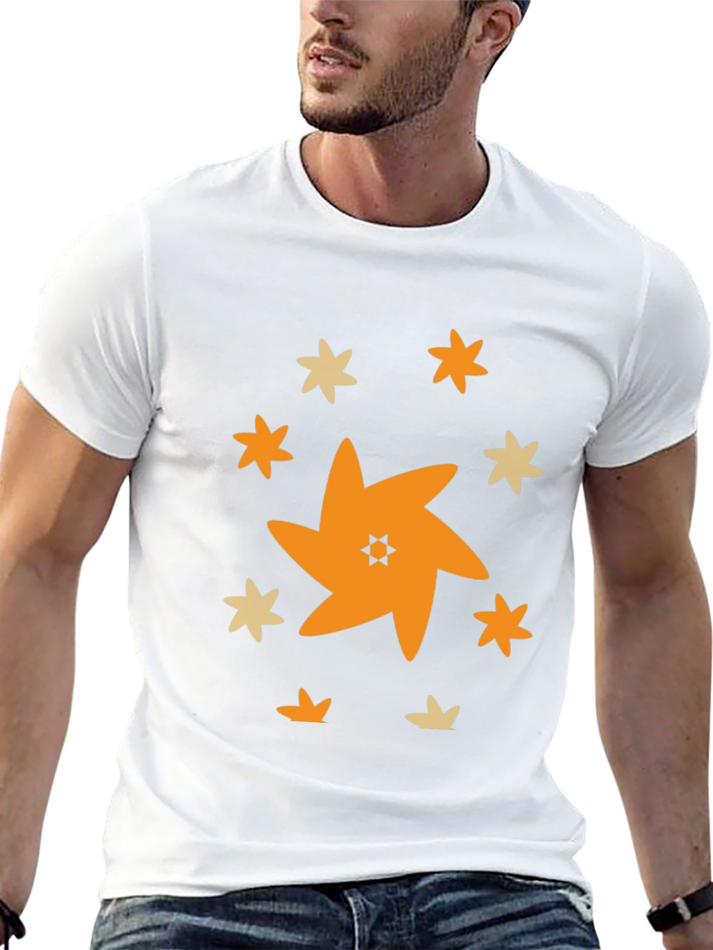 Star Pattern Black T-Shirt