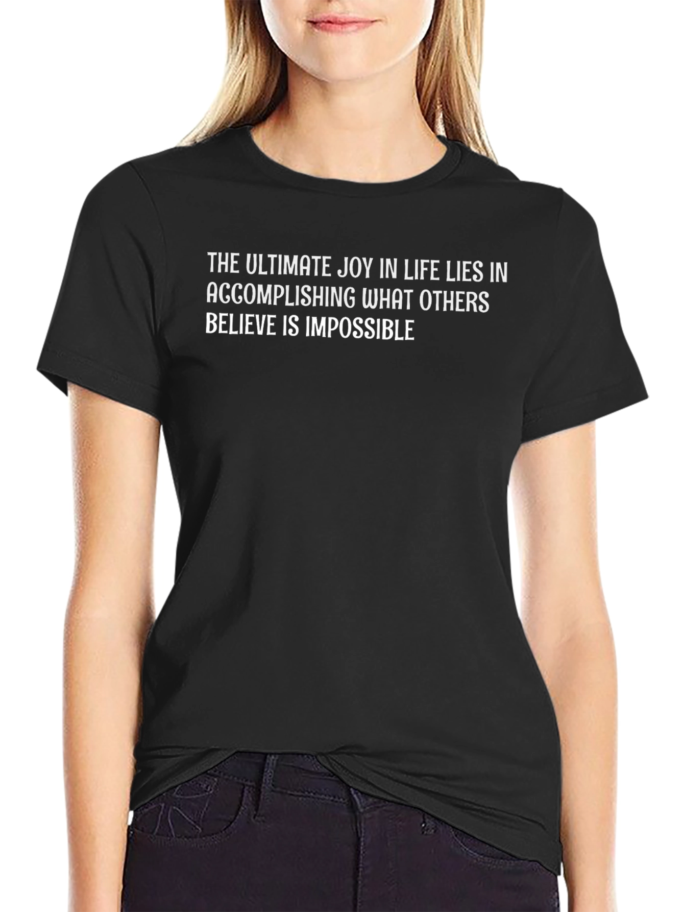 Inspirational Quote Black T-Shirt - Achieve the Impossible