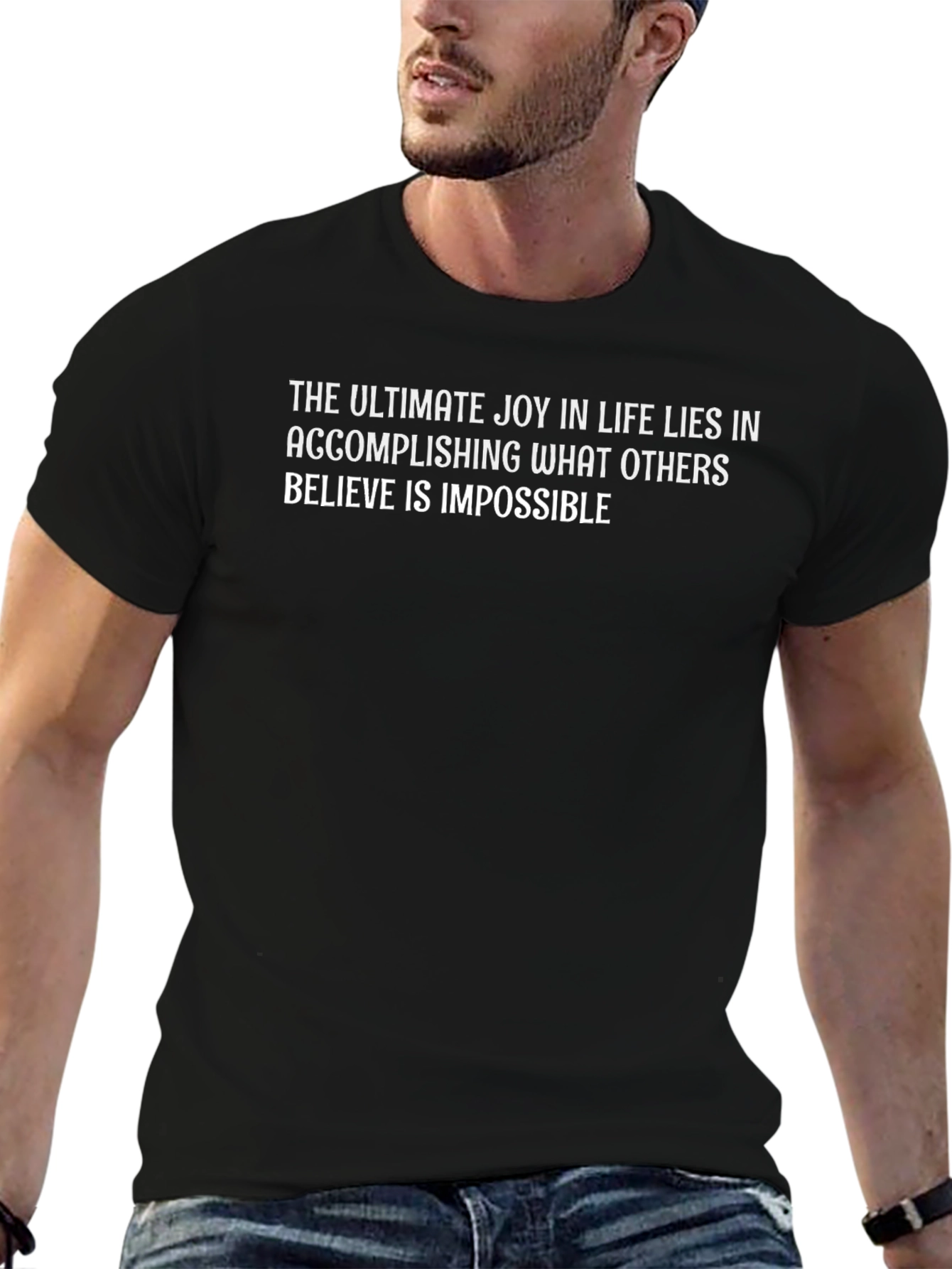Inspirational Quote Black T-Shirt - Achieve the Impossible