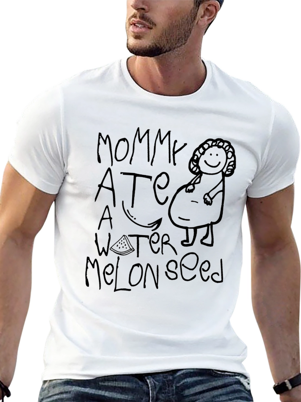 Mommy Ate a Watermelon Seed Graphic Tee - Black