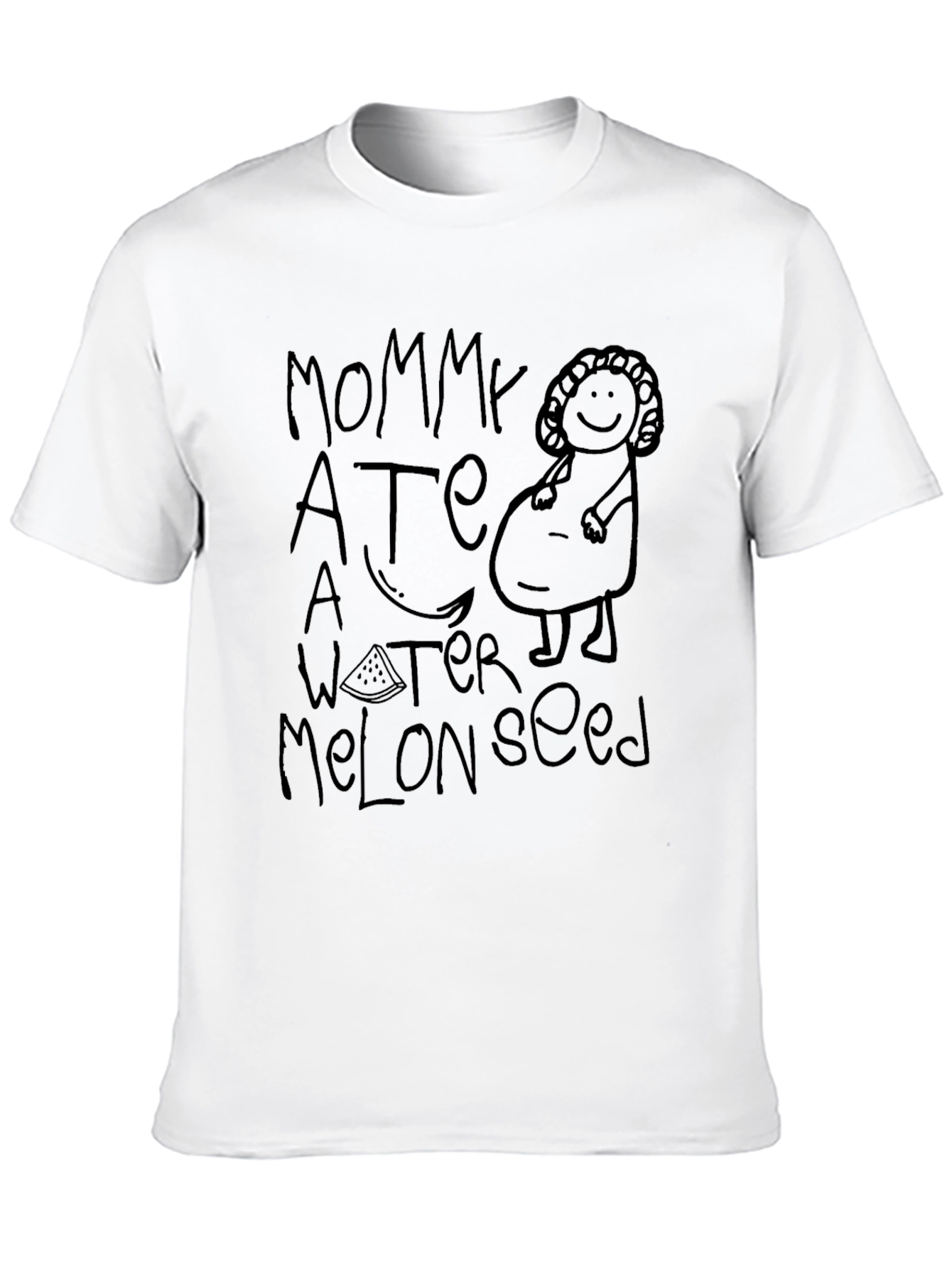 Mommy Ate a Watermelon Seed Graphic Tee - Black