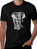 Elephant Graphic Print T-Shirt - Stylish Black Tee