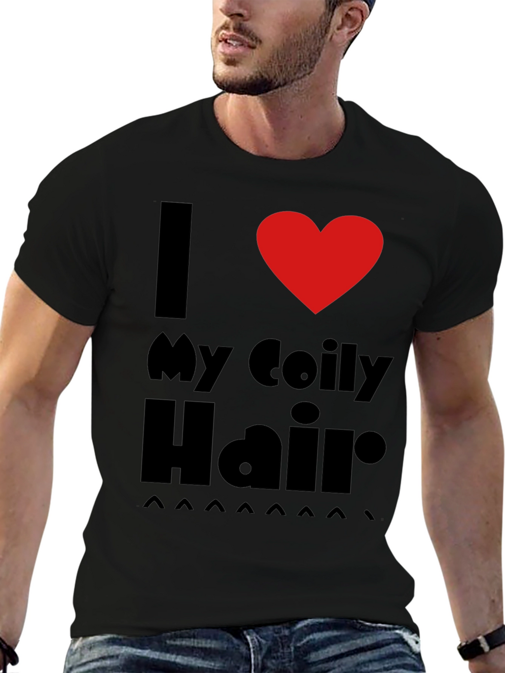 I Love My Coily Hair Black T-Shirt