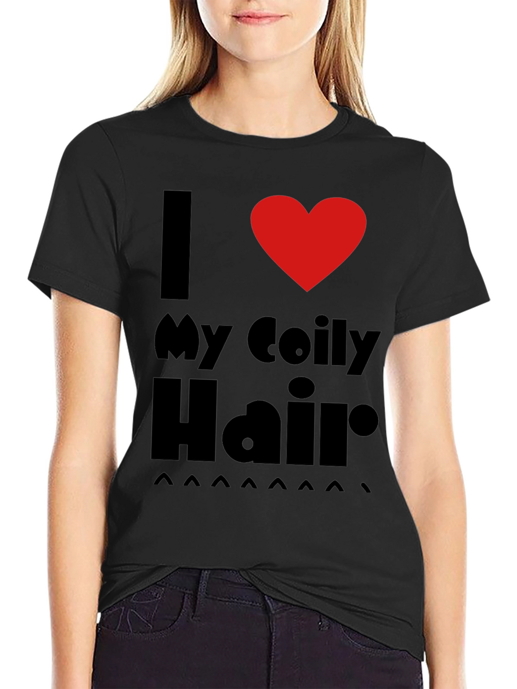 I Love My Coily Hair Black T-Shirt