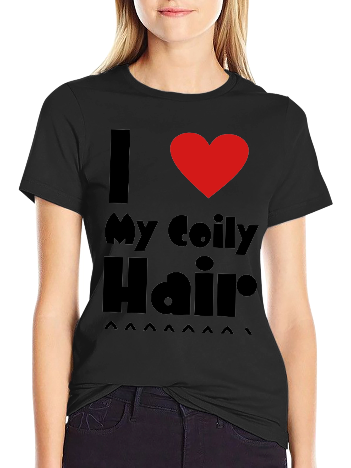 I Love My Coily Hair Black T-Shirt
