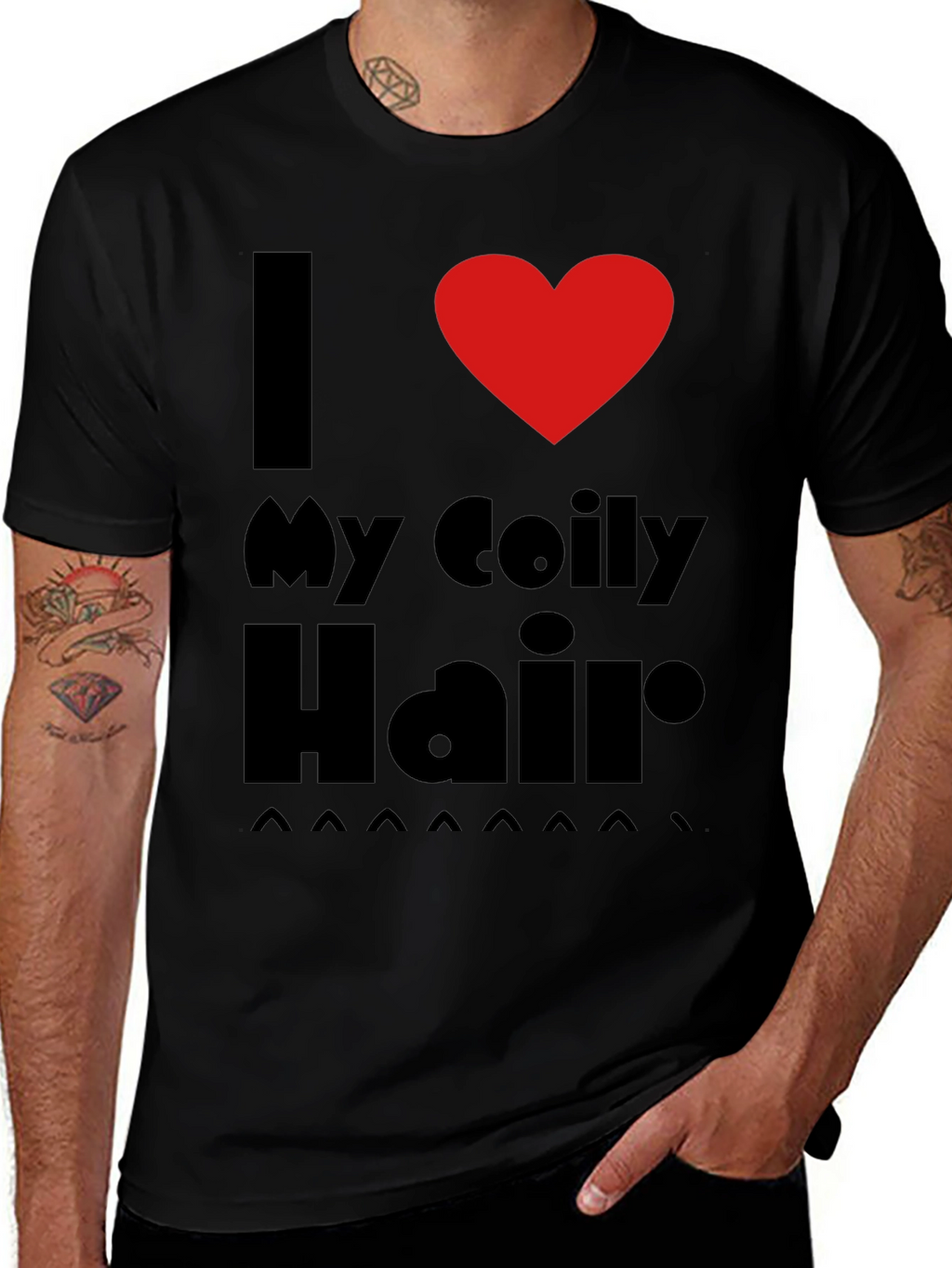 I Love My Coily Hair Black T-Shirt