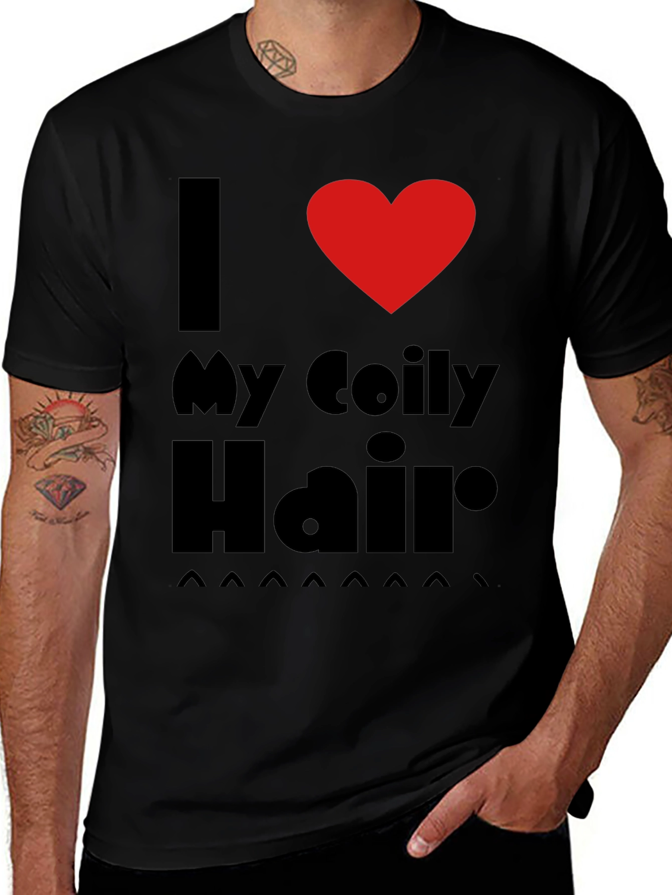 I Love My Coily Hair Black T-Shirt