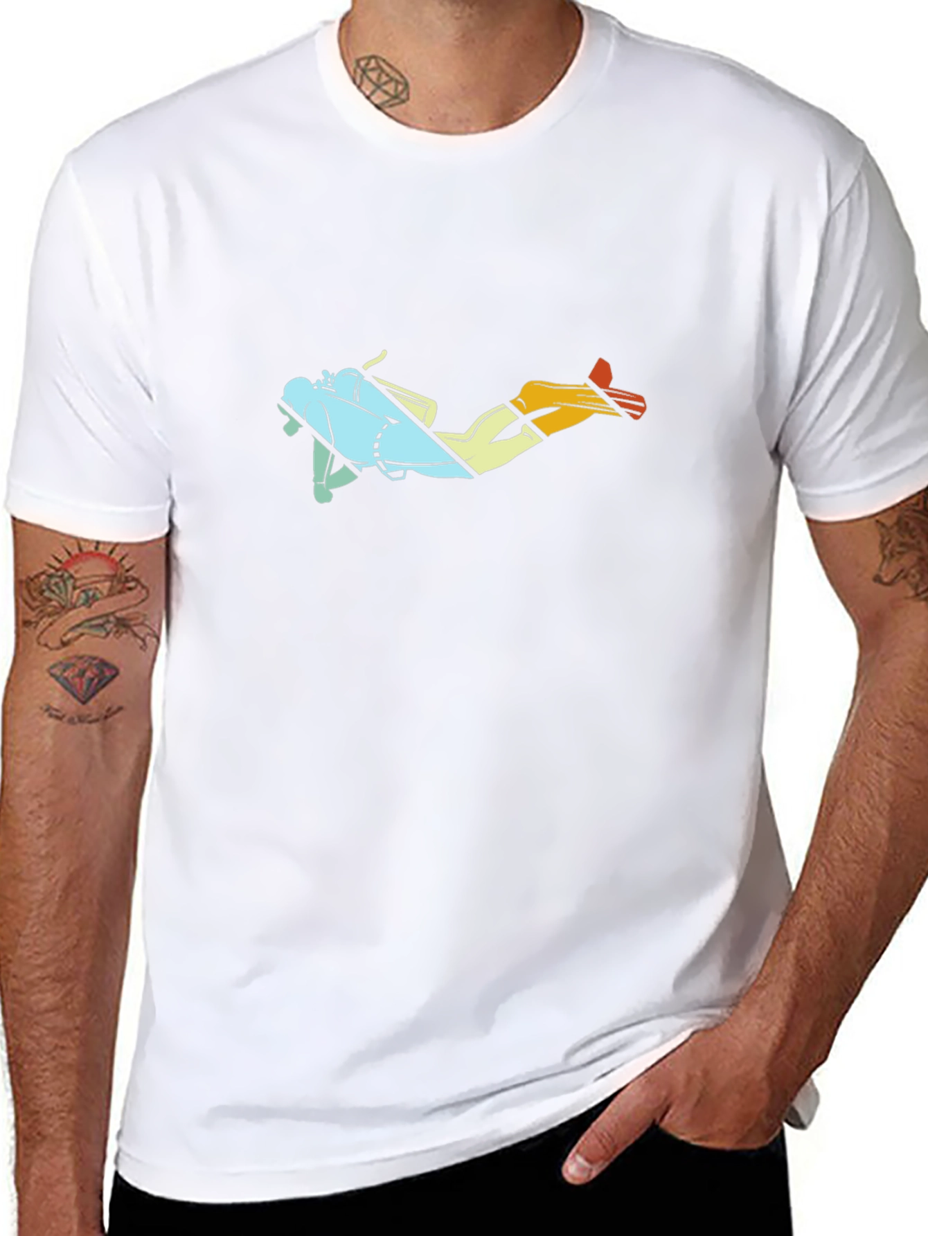 Retro Diver Graphic T-Shirt - Black