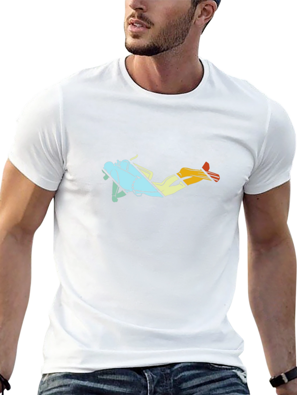 Retro Diver Graphic T-Shirt - Black