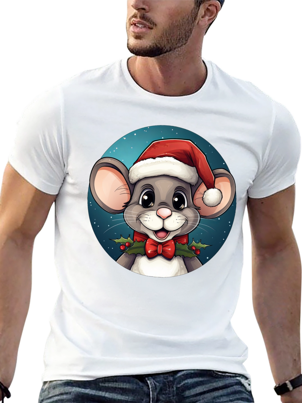 Festive Mouse Graphic Tee - Holiday Cheer!