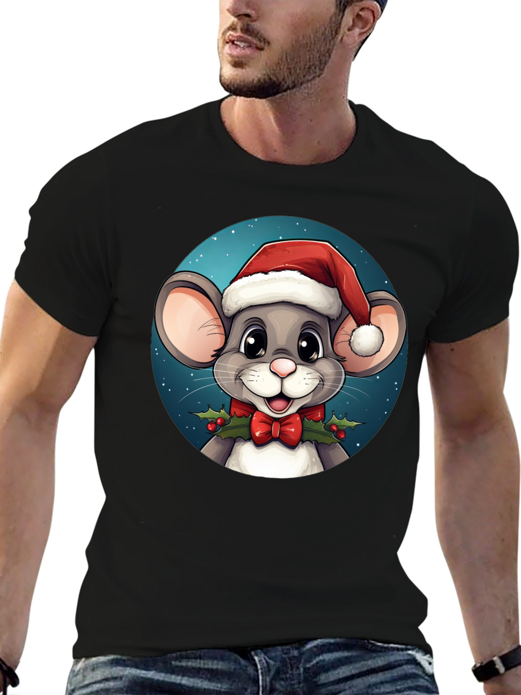 Festive Mouse Graphic Tee - Holiday Cheer!