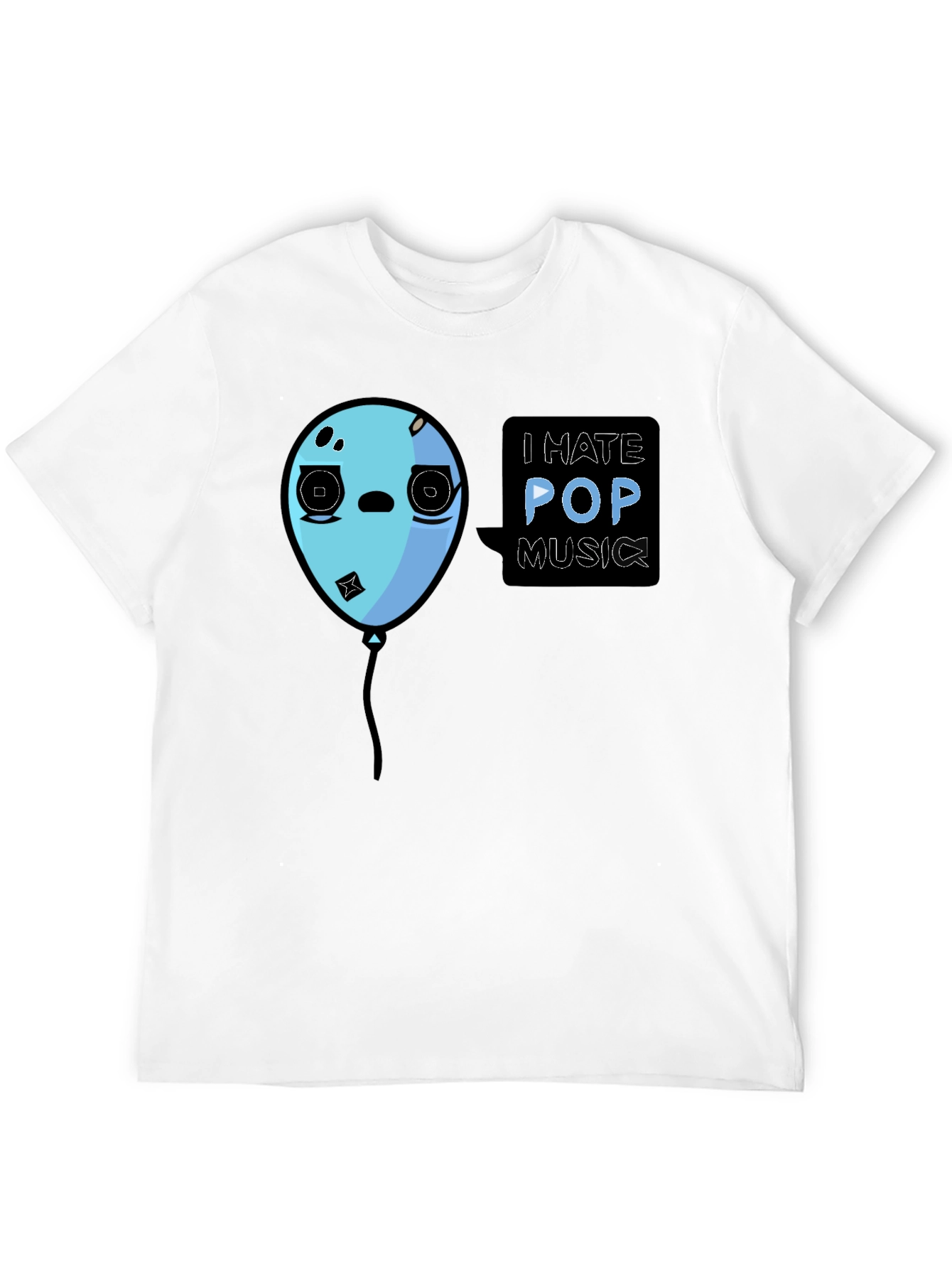 I Hate Pop Music Funny Balloon Black T-Shirt