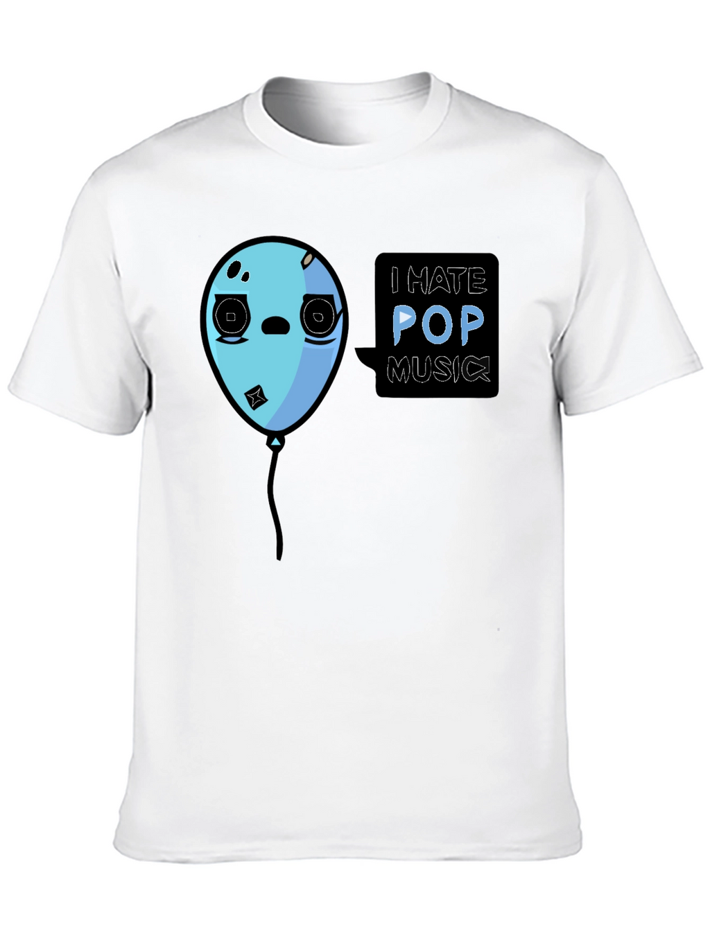 I Hate Pop Music Funny Balloon Black T-Shirt
