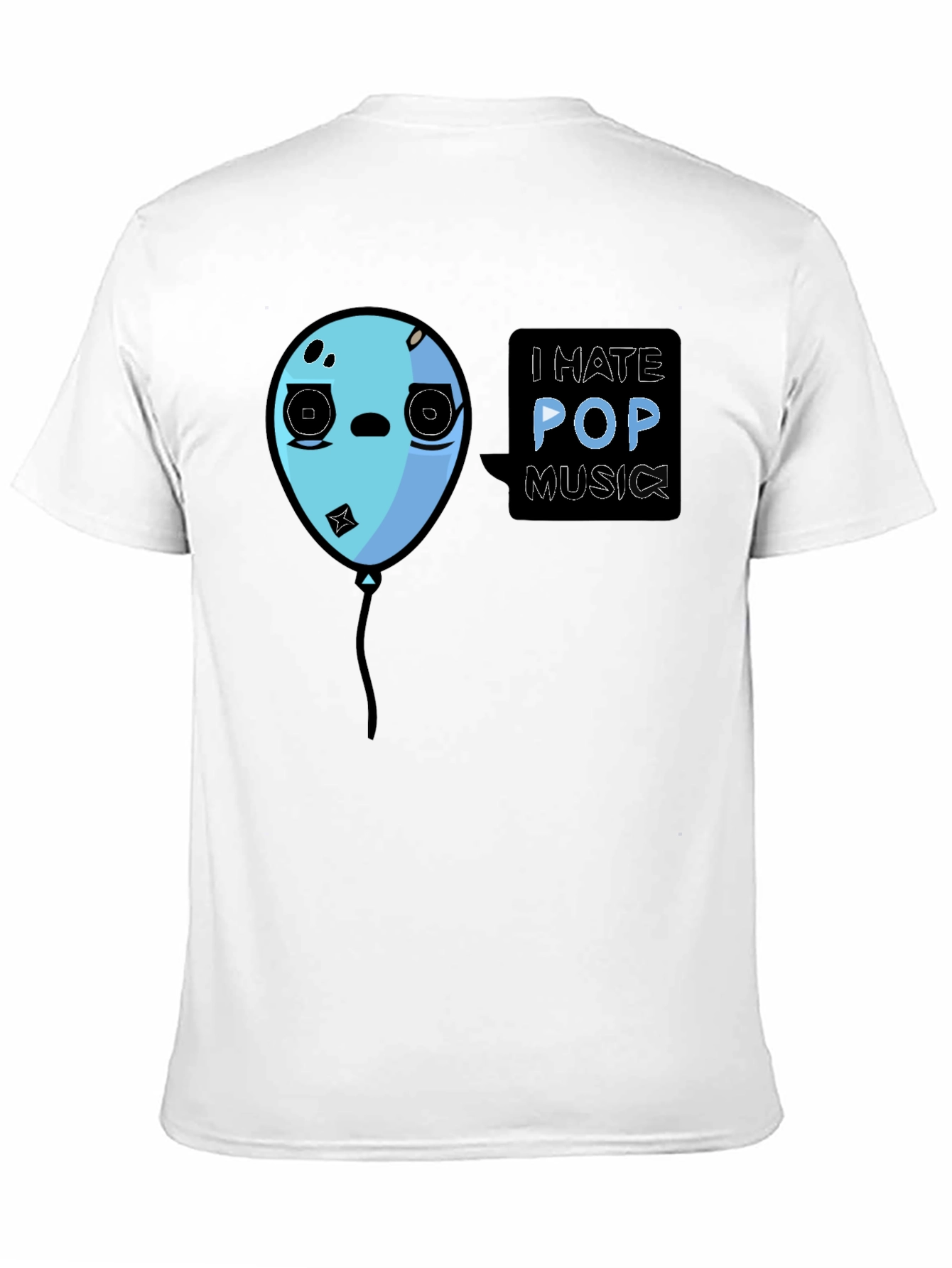 I Hate Pop Music Funny Balloon Black T-Shirt