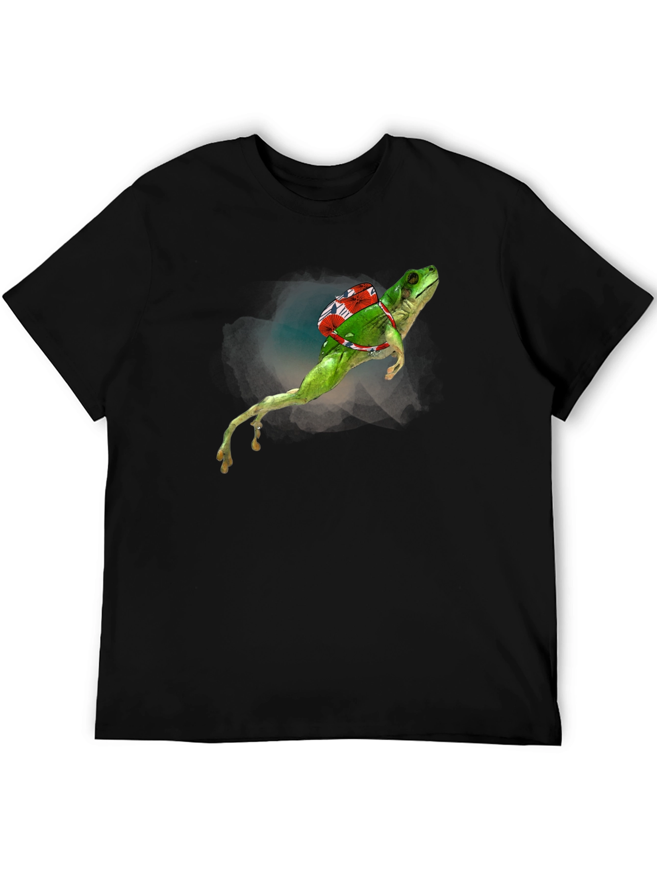 Frog with Backpack Graphic Tee - Black