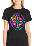 Vibrant Mandala Graphic Black T-Shirt