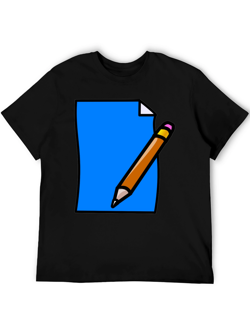 Note & Pencil Graphic Tee - Black