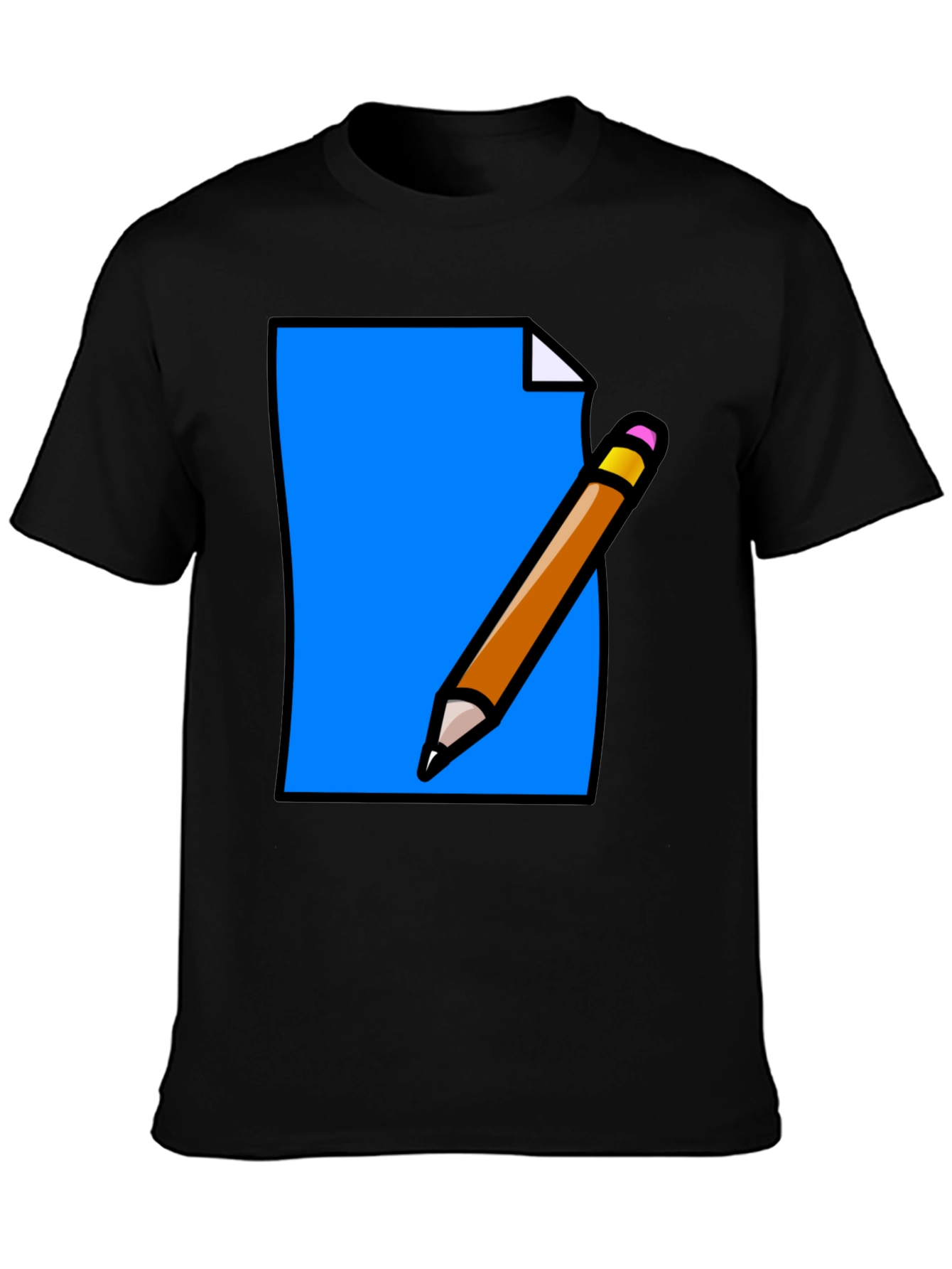Note & Pencil Graphic Tee - Black